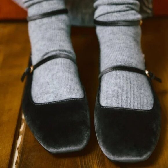 Zara Velvet Ballet Flats with Straps US 8 - Picture 2 of 6